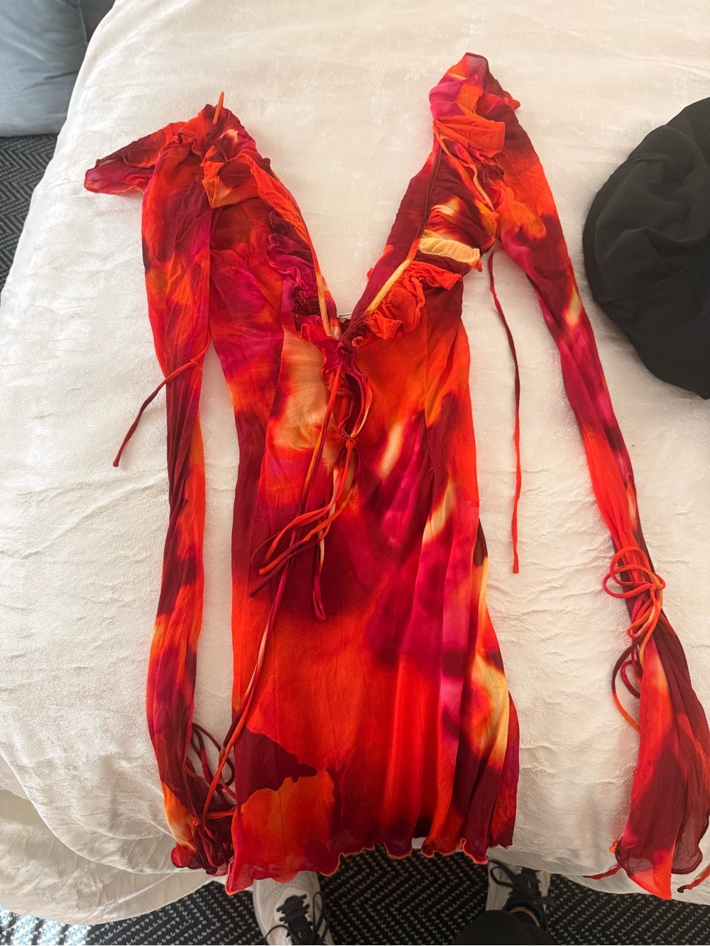 Rat & Boa Red and Orange Tie-Dye Mini Dress